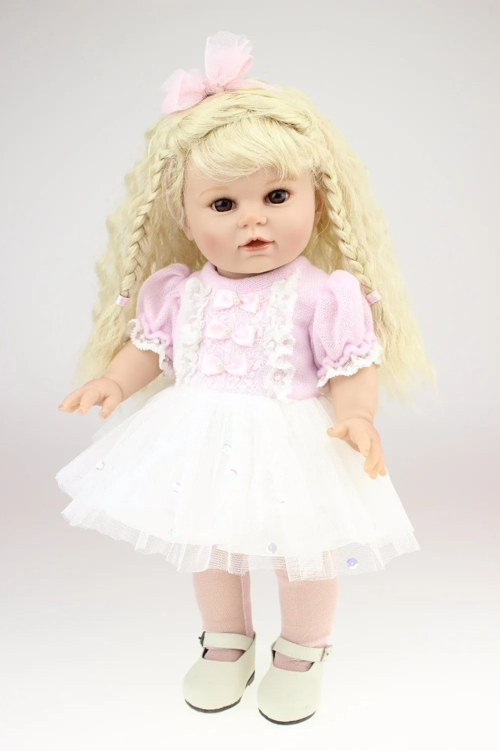 

NPK 18'' 40CM lovely kids Girl Doll fulll vinyl body whole body soft Silicone Reborn Baby Doll Toys for children's Day gifts