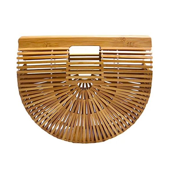 

MLHJ new high-grade color bamboo bag personality beach bag portable green handmade bag rattan handbag outdoor clutch bag