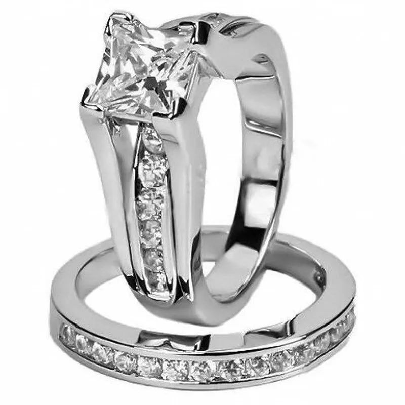 

Luxury Solid 925 Sterling Silver Bridal Wedding Ring Set Anniversary Vintage Style 1 Carat CZ Diamant Engagement Ring