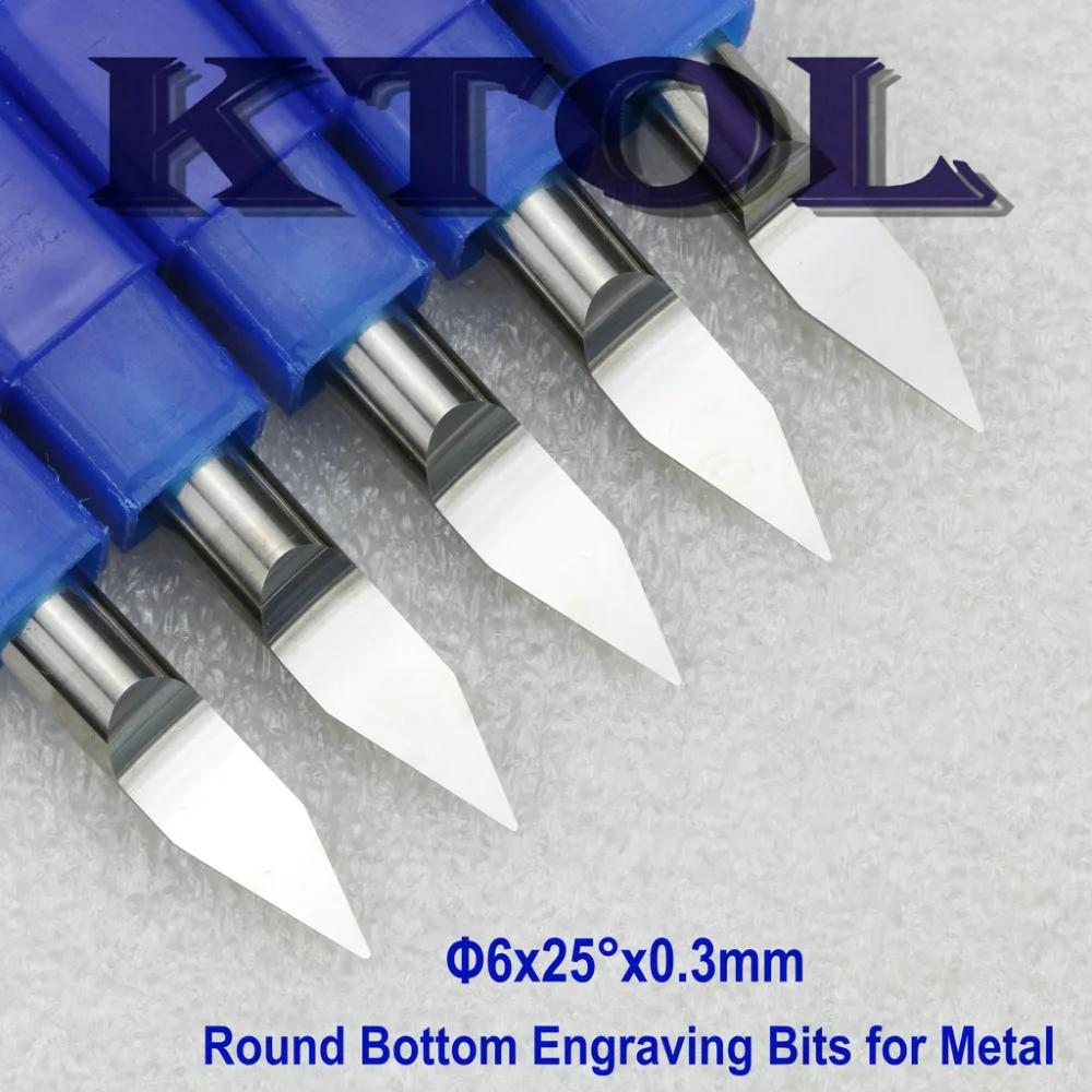 25 Angle 6x0.3mm Ball End Mill PCB Bits CNC Carbide Router Tools V Flat