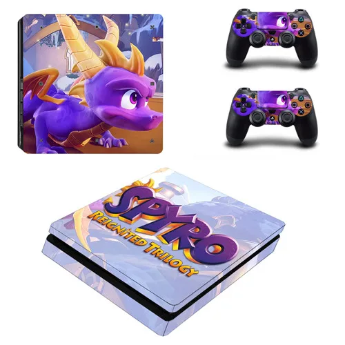 Game Spyro The Dragon PS4 Slim Skin Sticker For Sony PlayStation 4 Console and 2 Controllers PS4 Slim Skins Sticker Decal Vinyl 