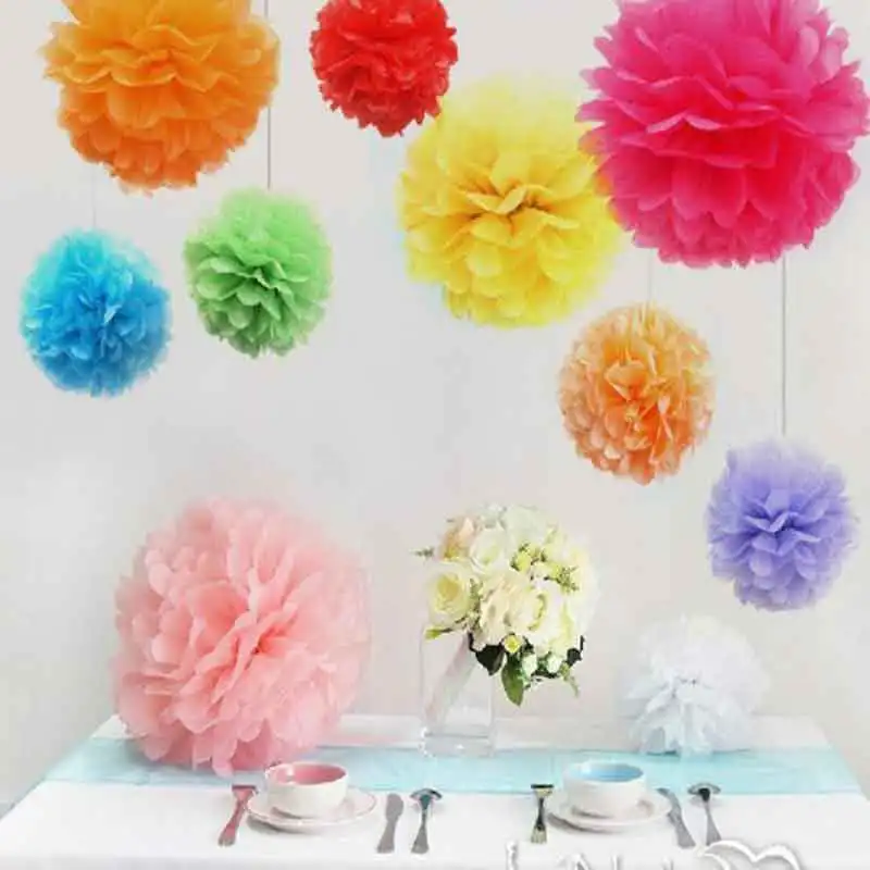 

4/6/8/10/12inch Handmade paper Flower Balls DIY Paper PomPom Hanging Holiday Wedding Birthday Decoration Home Decor Tissue