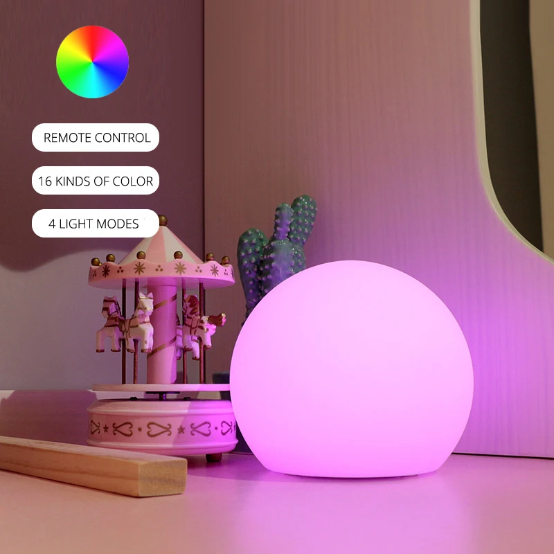 

Dia12/15/20cm Warm White/RGB LED Ball Light Touh/Remote Control Desk Table Sphere Lamp Bedroom Baby Room Bedside Night Lighting