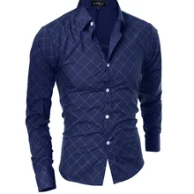 Клетчатая Повседневная модная мужская рубашка платье в стиле пэчворк рубашка приталенная с длинными рукавами и отложным воротником Весна Camisa Masculina