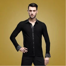 Для мужчин латины Танцевальный костюм Для Мужчин's с длинными рукавами лайкра хлопка юбка для латиноамериканских танцев для Для мужчин Латинской конкурс танцев рубашки для мальчиков