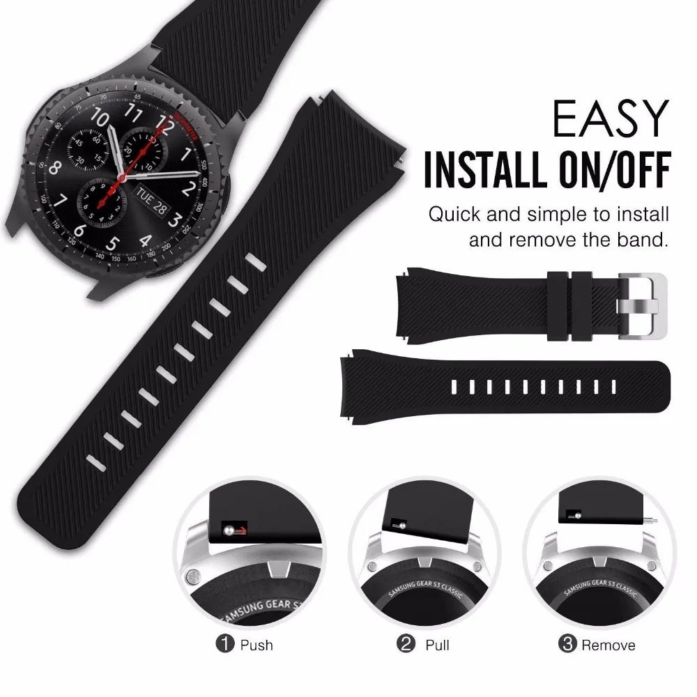 Ремешок для Gear S3 Frontier huawei watch gt спортивный браслет Samsung Galaxy 46 мм 22 мм|Ремешки часов|