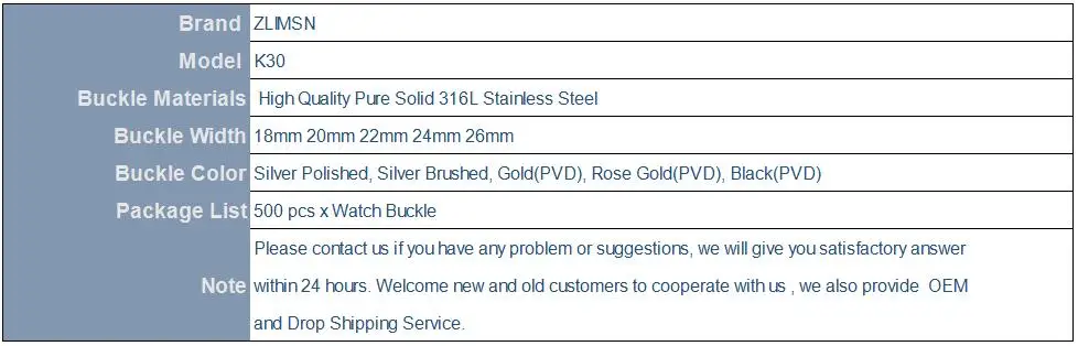 ZLIMSN 500 шт чистого твердого нержавеющей стали часы Пряжка Замена Серебряный черный 18 20 22 24 26 мм застежка для кожаного ремешка