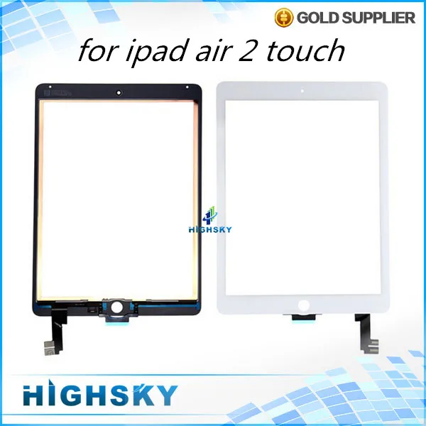 5 pcs/lot free shipping 100% tested touch for ipad air 2 digitizer lcd glass with flex cable for ipad 6 6th 