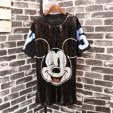 Новое поступление, футболка с короткими рукавами и блестками, женская футболка с рисунком