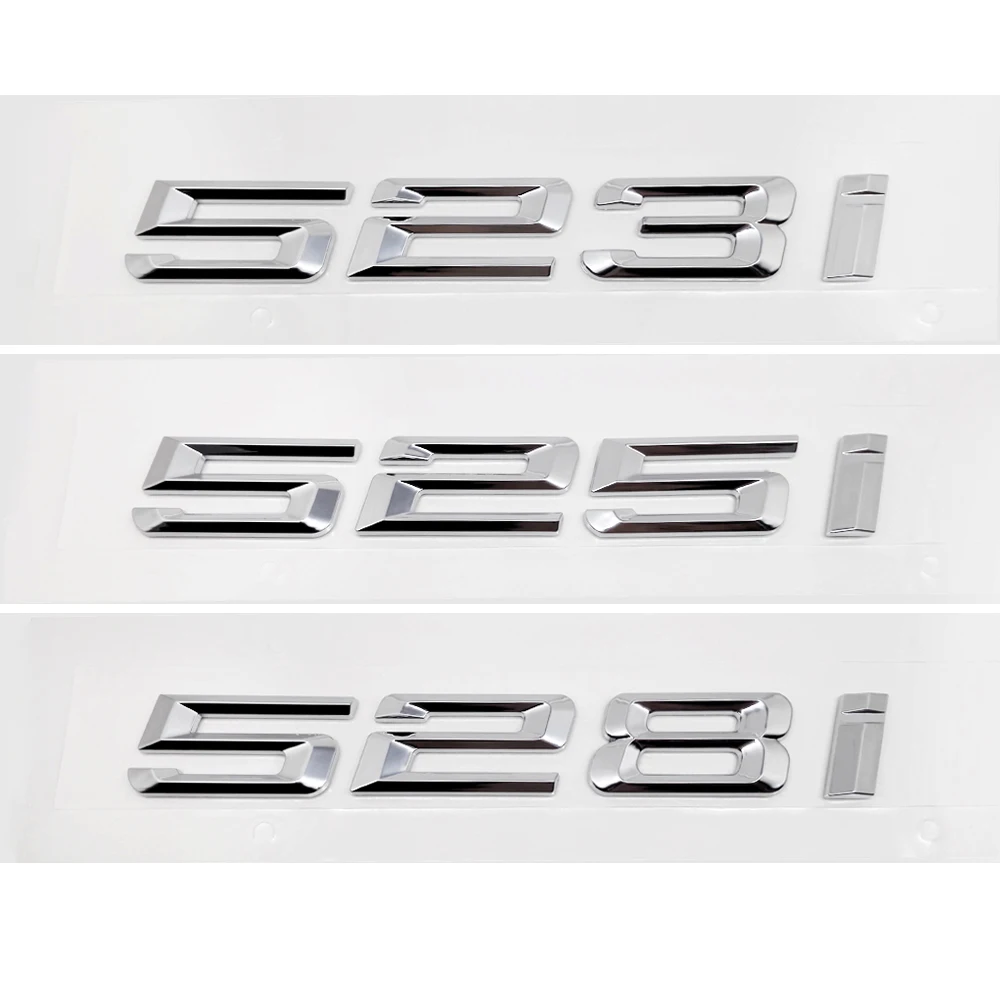 

for BMW 5 Series Rear Emblem for BMW 523i 525i 528i GT E53 E85 F25 I8 E49 E60 E90 3D Sticker Auto Trunk Lid Decal Silver Badge