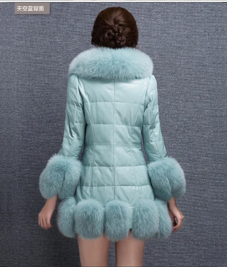 ПУ лоскутное средней длины искусственный Лисий Мех Пальто утепленное пальто женская одежда плюс размер