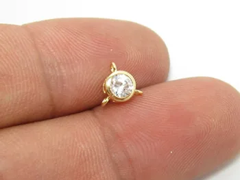 

Real 18K Gold plated treble rhinestone connector Gold filled necklace findings with loop -2pccs G107