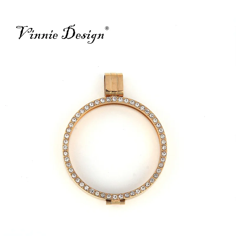 Vinnie Design Jewelry New Arrival Stainless Steel Crystal Coin Holder Pendant For 33mm My Coin