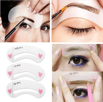 

3pcs 3 in 1 Eyeliner Stencil Kit Model for Eyebrows Cat Fish Tail Double Wing Stencils Template Fard a Paupiere Card Eye