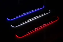 Qirun acrilico led moving porta scuff benvenuti luce pathway lampada rivestimenti porta batticalcagno per Hyundai Santa Fe 2010-2015