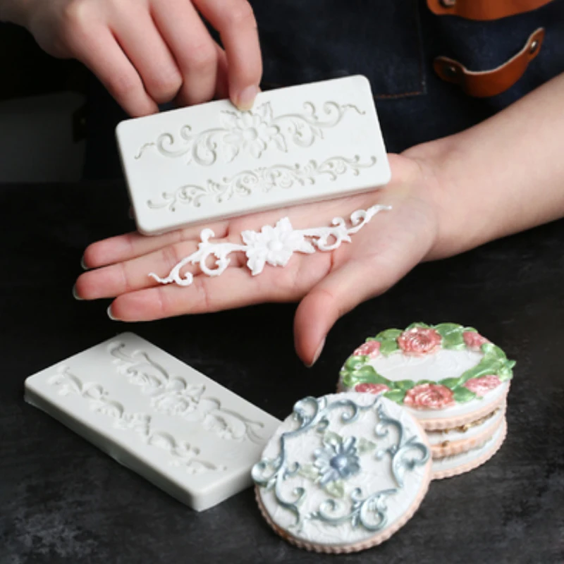 

Lace Flower Pattern Relief Mould Silicone Mold Fondant Cake Decorating Tool Gumpaste Sugarcraft Chocolate Forms Bakeware