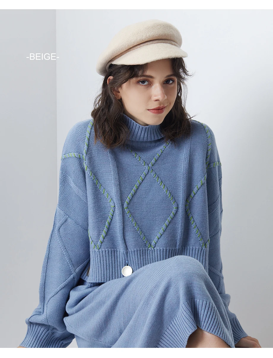 2018 New Winter Anise Newsboy Caps Retro Literary Female Knit 100% Cashmere Hats Wool Octagonal Hat Leisure Hat High Quality (8)