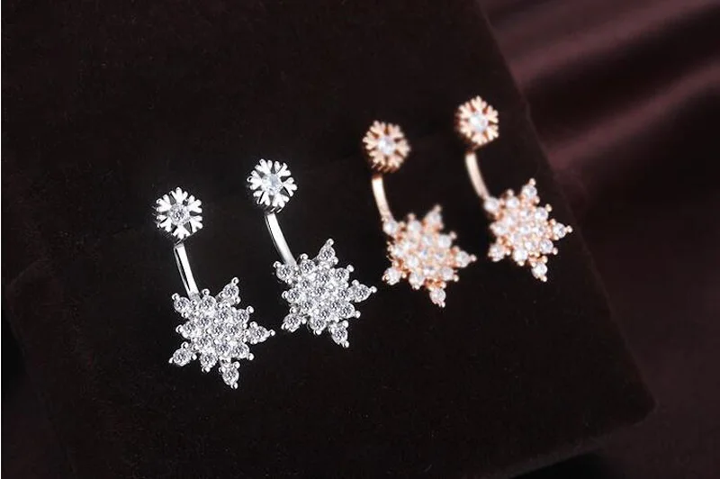 Модные 925 Серебряные женские прозрачные циркониевые серьги-гвоздики в виде снежинок для девушек и женщин, простой Рождественский подарок, серьги, корейские ювелирные изделия