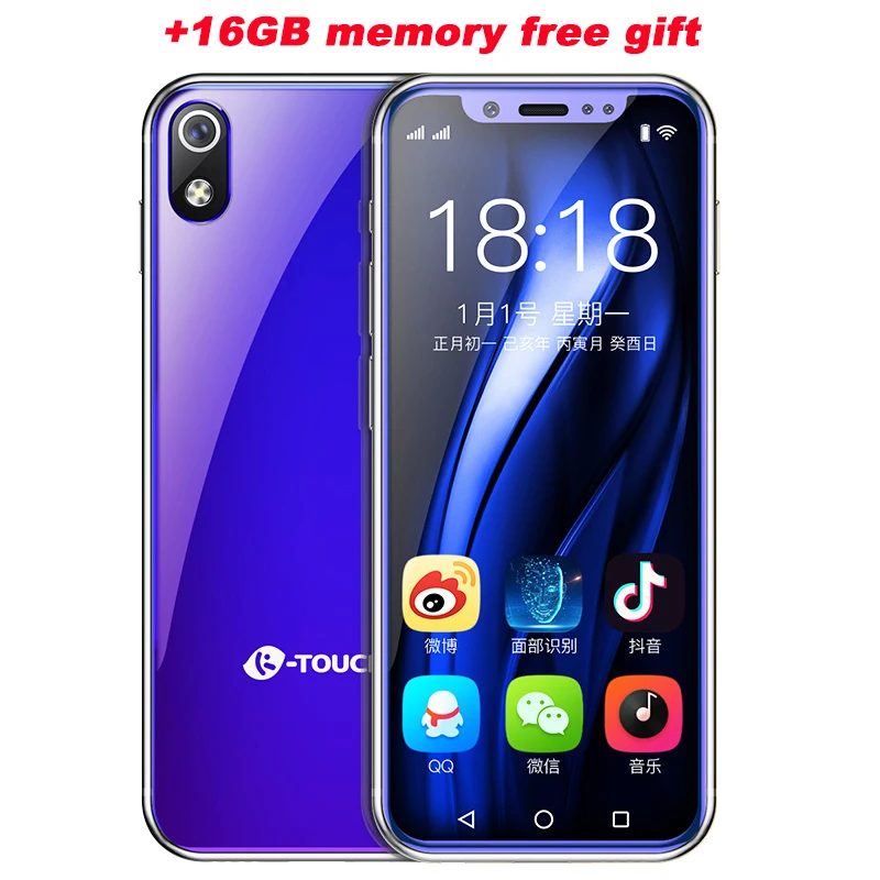 

Super Mini Mobile Phone BT Mate K-TOUCH I9 Android 8.1 2GB 32GB Bluetooth Celular Phone Face ID WiFi Student 4G Telephone Dialer