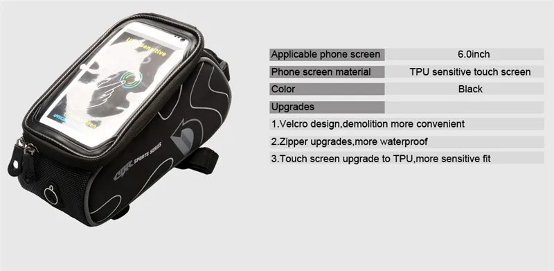 Discount WEST BIKING Cycling MTB Bike Front Frame Top Tube Bag Bicycle Bags for 6 inch Phone Touch Screen Frame Front Tube Bicycle Bag 21