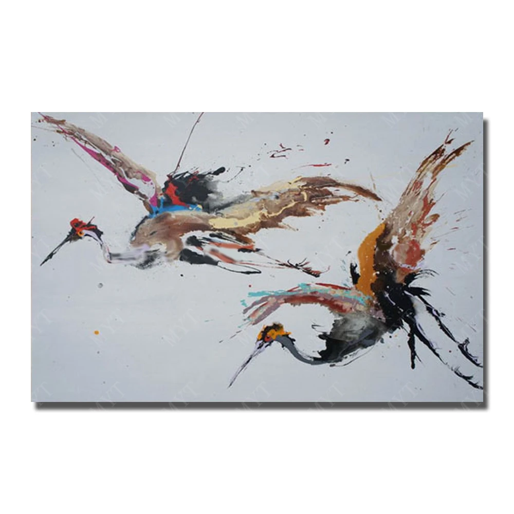 Hot Sale Animal Decoration Flying Birds Oil Painting for Living Room Decor No Framed and With Cheap Modern Canvas Art | Дом и сад