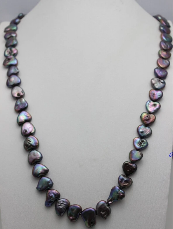 

ddh003328 Black Freshwater pearl long necklace 32"No Metal Strand/String"Handmade" Beauty