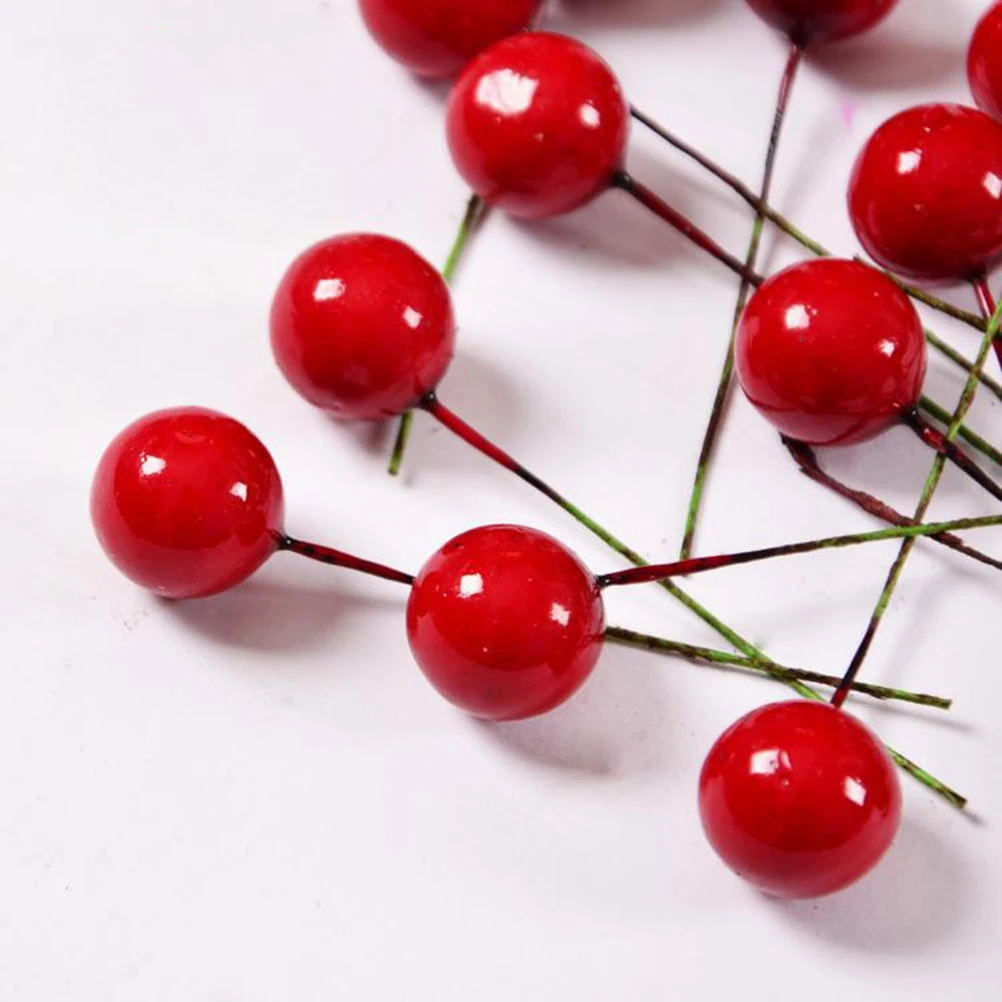 200 шт. искусственный ягодный декоративный DIY красный искусственный ягодный красный поддельный ягодный для конфет коробка венок Елочная