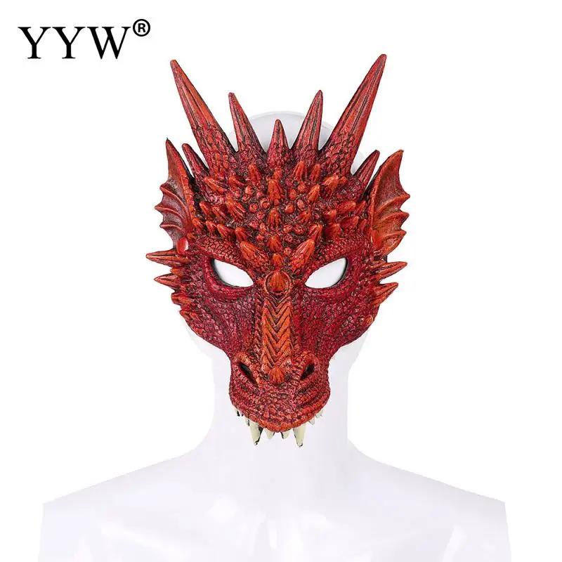 Маски дракона, декоративные маски, маски на Хэллоуин, карнавальные Вечерние Маски, аксессуары для косплея дракона, Реалистичные Маски - Цвет: red