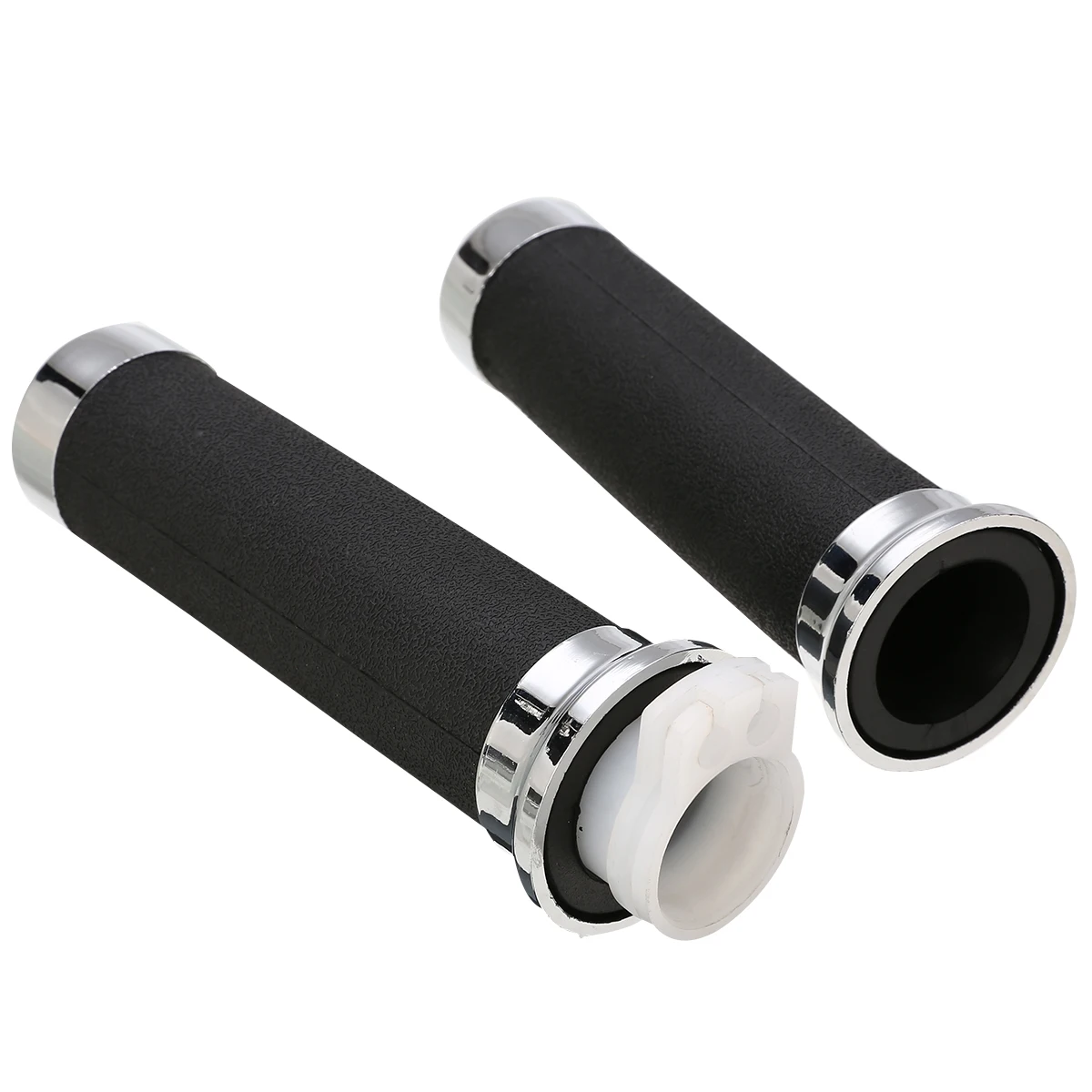 Mayitr 1 Pair 25mm Motorcycle Handlebar Hand Grips Black And Sliver Rubber Plastic Handle Bar For Honda For Yamaha