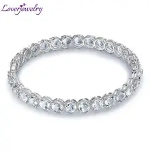 Твердые 14 К белого тонкого золота 5 мм круглые белые браслеты с топазами и браслеты для молодых девушек ювелирные изделия с драгоценными камнями NA002