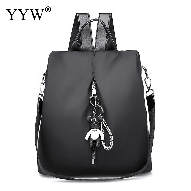 

2 Color Oxford Concise Backpack With Little Bear Doll Personality Rucksack Bookbag For Young Girl Shoulder Crossbody Bag