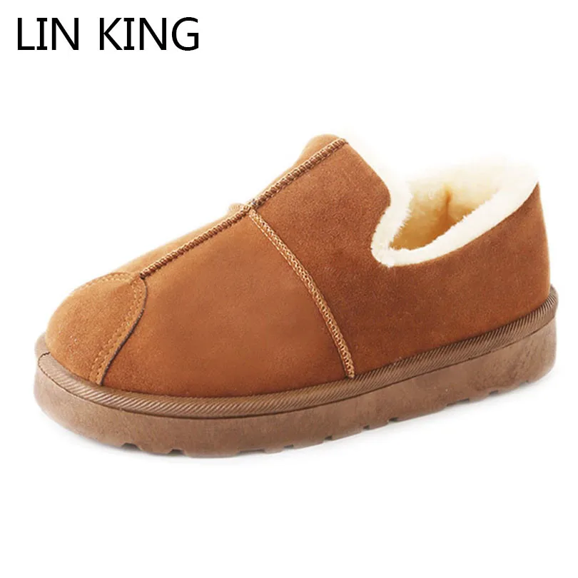 LIN KING New Design Women Winter Ankle Boots Slip On Round Toe Snow Boots Warm Non Slip Flats Cotton Shoes Female Short Botas LIN KING New Design Women Winter Ankle Boots Slip On Round Toe Snow Boots Warm Non Slip Flats Cotton Shoes Female Short Botas