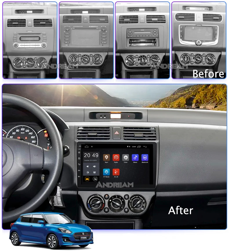 Excellent 10.1 inch Android 8.1 2+16G Car Multimedia System for Suzuki Swift 2005-2016  GPS Navigation Head Unit Radio Bluethooh 1