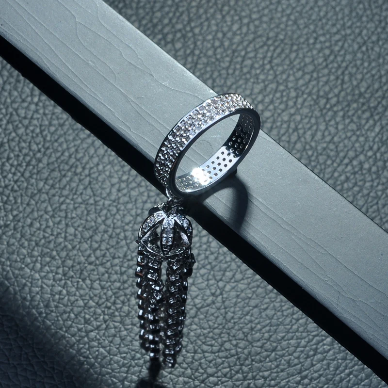 HIBRIDE Luxury Famous Tassel Rings for Women Inlay AAA Cubic Zirconia Rings Fashion Jewelry Party Accessories Femmel R-265 - Image 2