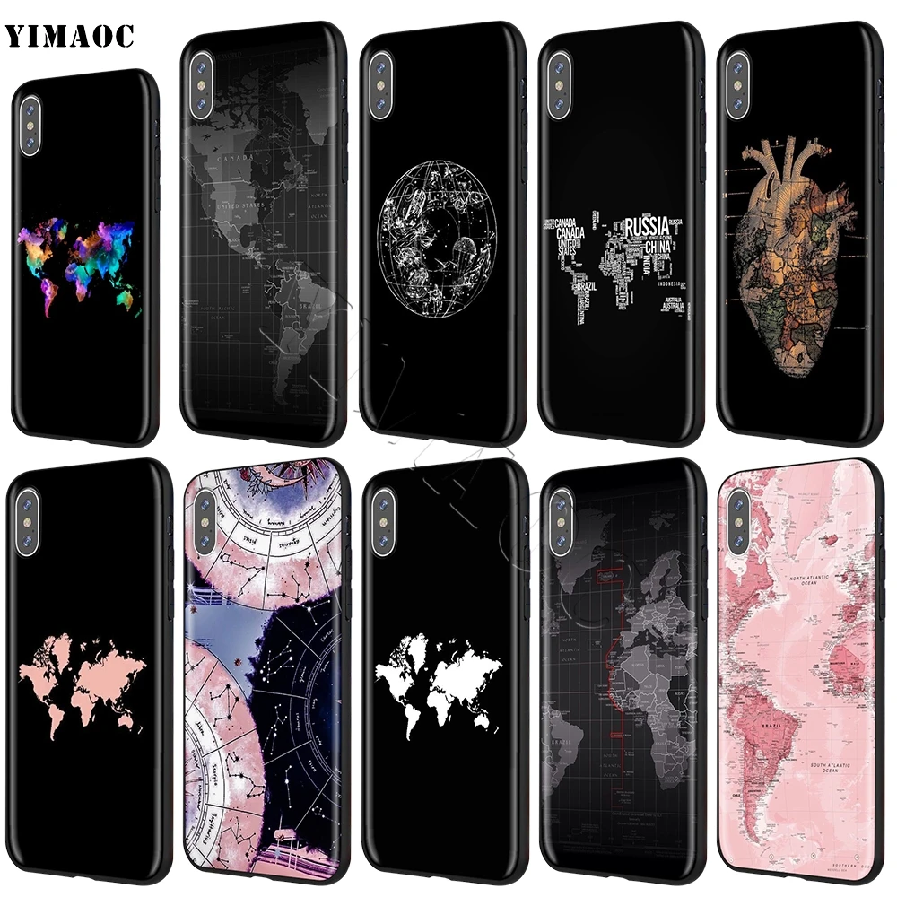 YIMAOC карта мира прекрасный дизайн мягкий чехол для Apple iPhone SE 2020 5 5s 6 6s 7 8 Plus XR X Xs 11 12 Pro