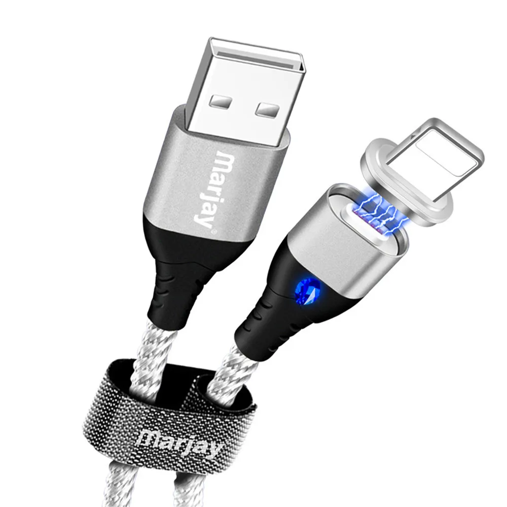 Marjay Магнитный кабель Micro USB для samsung type C 5A Быстрая Зарядка Кабели для iPhone X 8 7 Магнит USB C зарядное устройство кабель для huawei - Цвет: Silver for iPhone