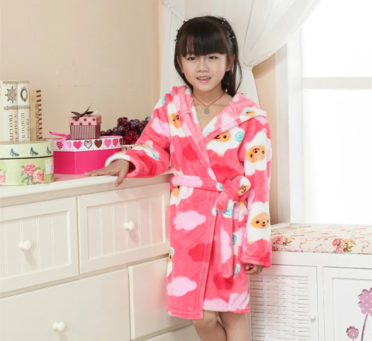 Hot Kids Flannel Nightgown Winter Bathrobe Warm Bathrobe Fleece