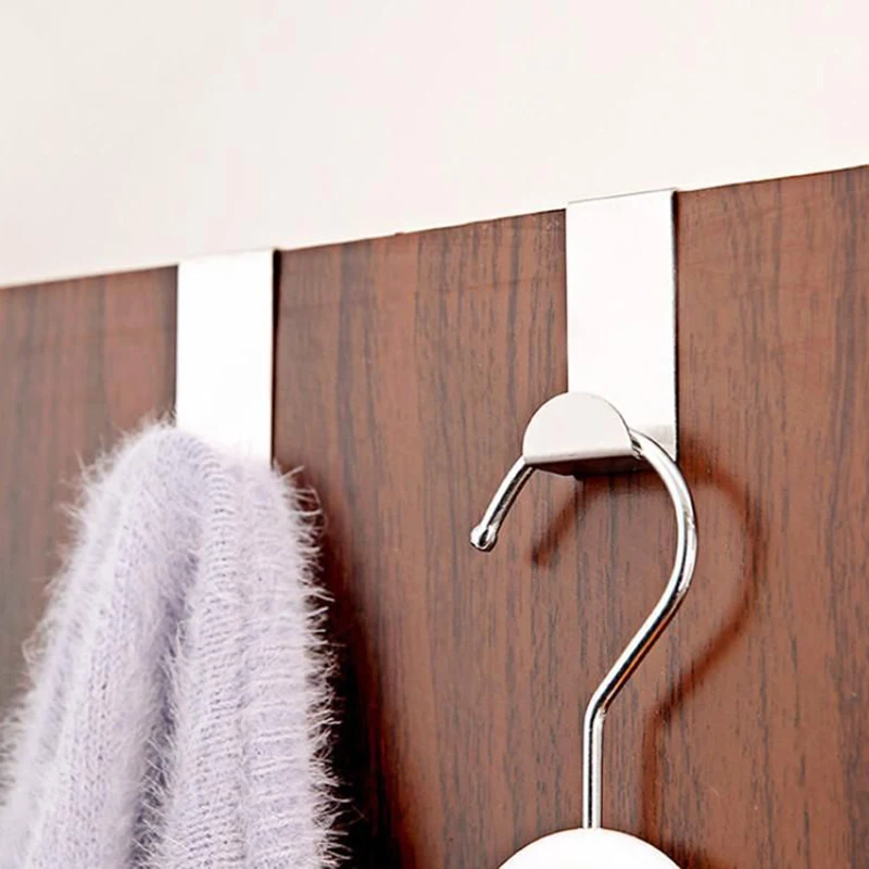

New 2Pcs/Set Stainless Steel Self Home Kitchen Wall Door Holder Robe Hook Hanger Hanging Coat Hooks