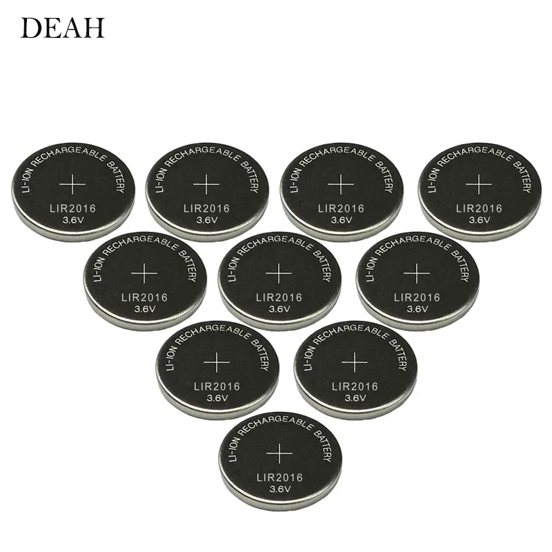 

10PCS 3.6V LIR2016 LIR 2016 lithium rechargeable battery for remote control watch computer motherboard button cell CR2016