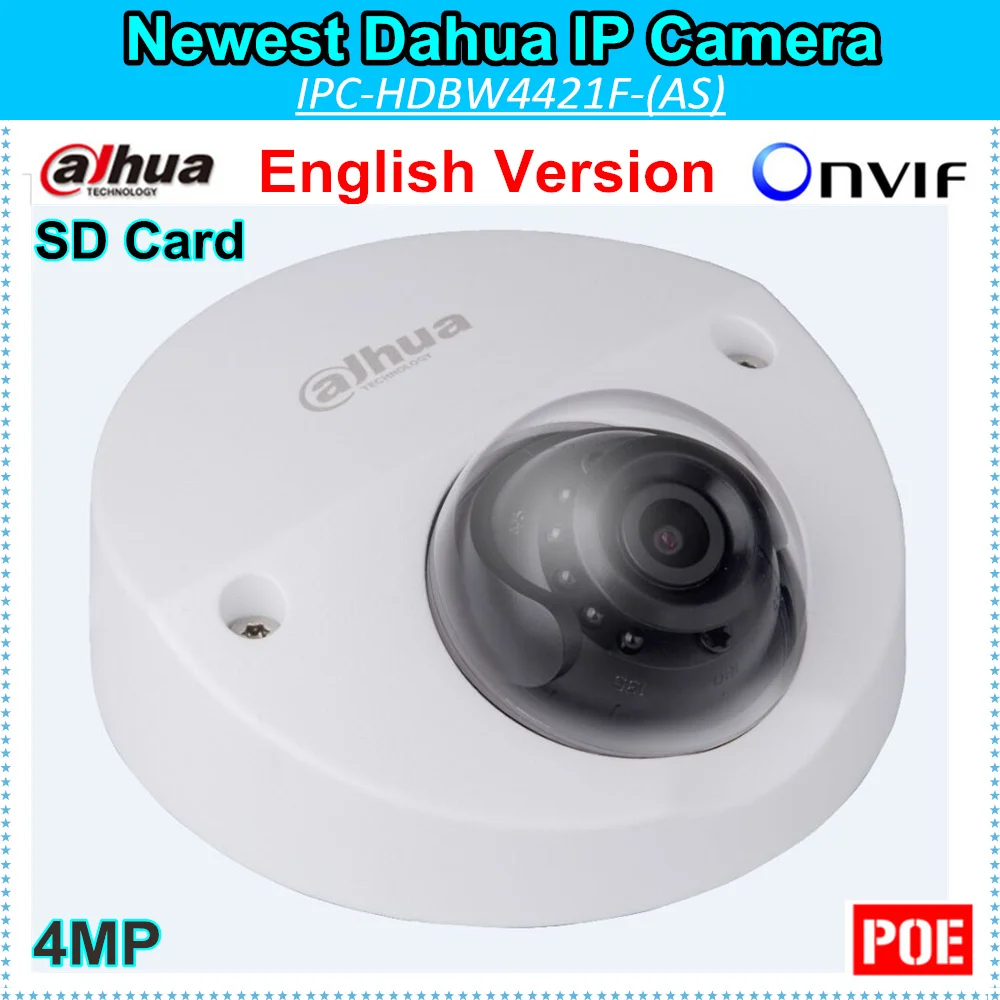 English Firmware Dahua 4MP IP Camera DH-IPC-HDBW4421F 2688*1520 Support Onvif and SD Card WDR IR distance 20m IPC-HDBW4421F