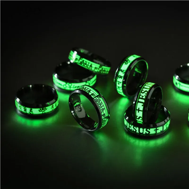 

Romad Glow In The Dark Ring Men Stainless Steel Ring Gold Silver Music Musical Note Fluorescent Engagement Ring For Women W3