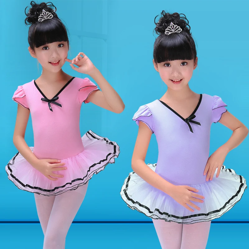 Short Sleeve Cotton Ballet Infantil Romantic Tutus Ballet Costume Girls