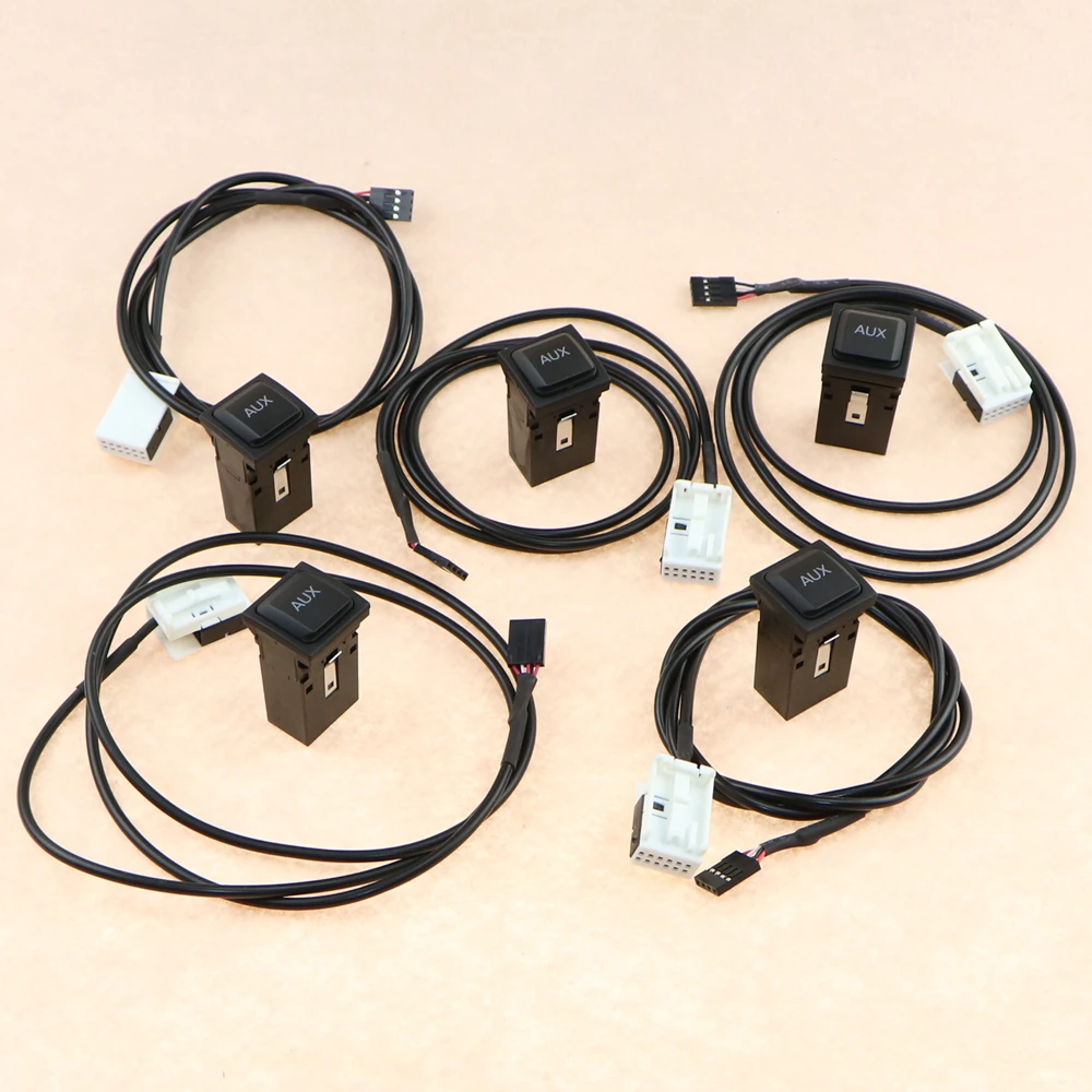 

5 Set New AUX Switch Plug Adapter + Connection Harness Cable Pigtail RCD 510 RNS 315 VW Scirocco Jetta MK5 Golf MK6 5KD035724A