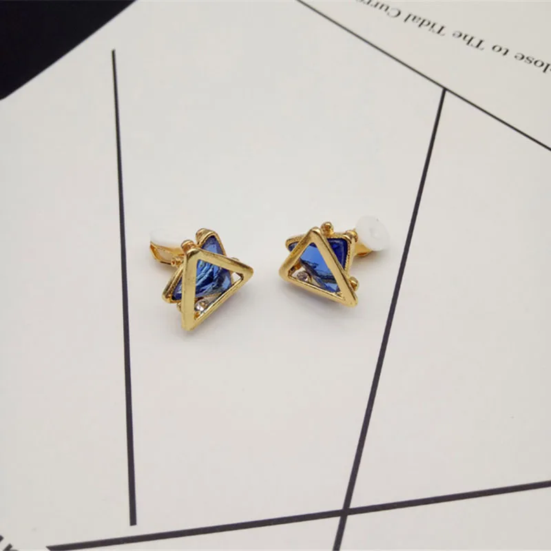 Movie star style charm gold plated clip on earrings no pierced  (1)