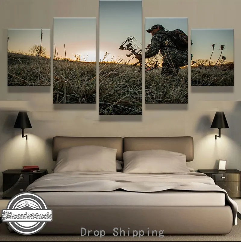 5 Panel Canvas Printed The prairie soldier Archers Painting For Living Room Wall Art Decor Picture Modern Artwork Landsca Poster