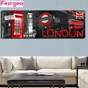 

Fezrgea Large Full Diamond Painting London City Big ben 5D DIY Diamond Embroidery,Cross Stitch,Rhinestone Mosaic Home Decor Gift