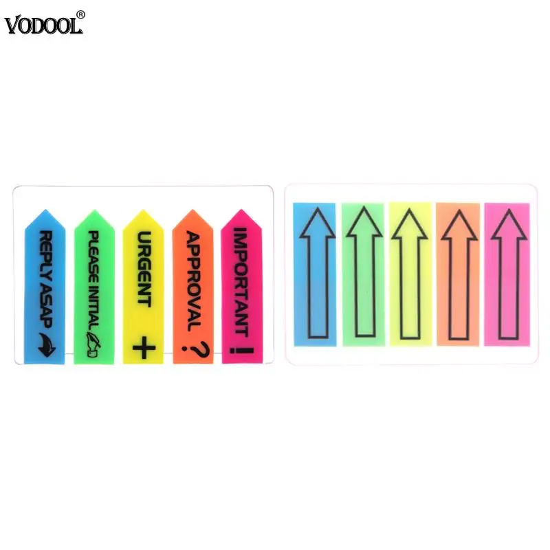 

VODOOL 100pcs Self-adhesive Fluorescence Color Memo Pad Sticky Notes Bookmark Point It Marker Memo Sticker Paper Office School
