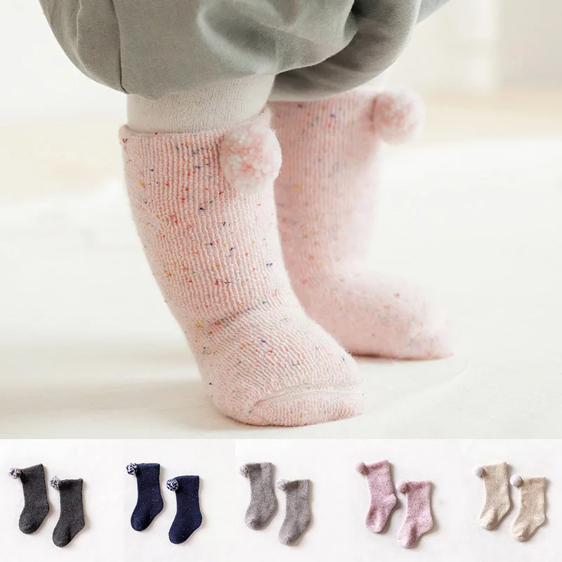 

0-12M Baby Socks Newborn Toddler Infant Baby Boy Girl Socks Cute Pompom Winter Warm Socks Sock Sokken Girl Clothes Stuff