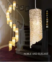 Двойная лестница лампа вращающийся подвесные светильники отеля гостиная современный минималистский алюминиевый Ресторан долго