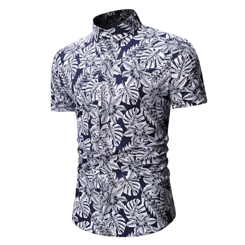 

Summer Hawaiian Shirt New Mens Shirts Casual Slim Fit Short Sleeve Floral Shirt Men Plus Size XXXL Single Breasted Camisa Hombre